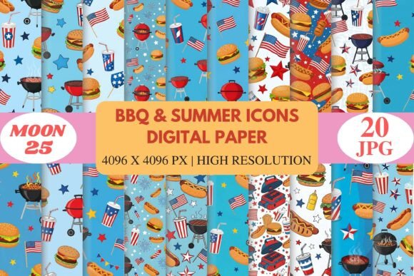 BBQ Summer Icons Digital Paper: Elevate Your Designs with Festive Vibes