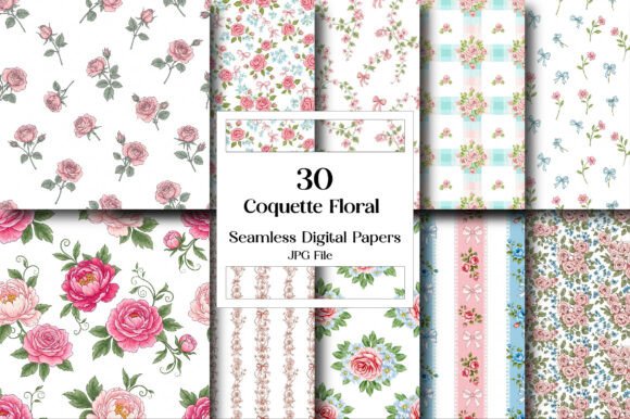 Coquette Floral Digital Paper Bundle