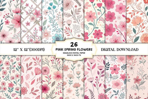 Cute Pastel Pink Spring Flowers Seamless for Creative Projects