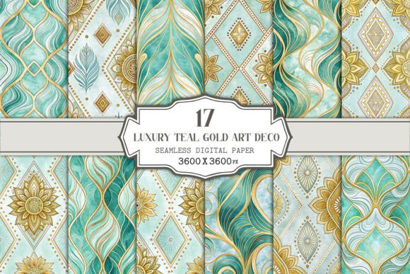Discover the Elegance of Luxury Teal Gold Art Deco Seamless Patterns