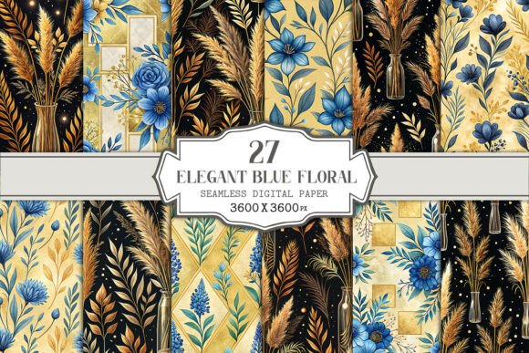Elegant Blue Floral Seamless Pattern: A Versatile Design for Creative Projects