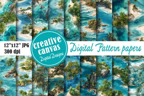 Escape to Paradise with Tropical Island Ocean Digital Papers