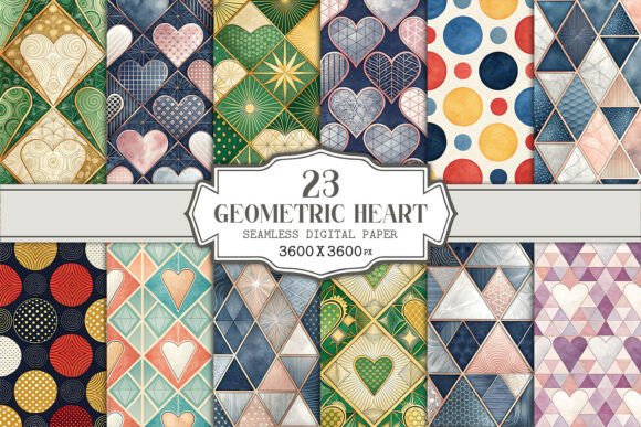 Geometric Heart Seamless Pattern Bundle: A Versatile Design Resource