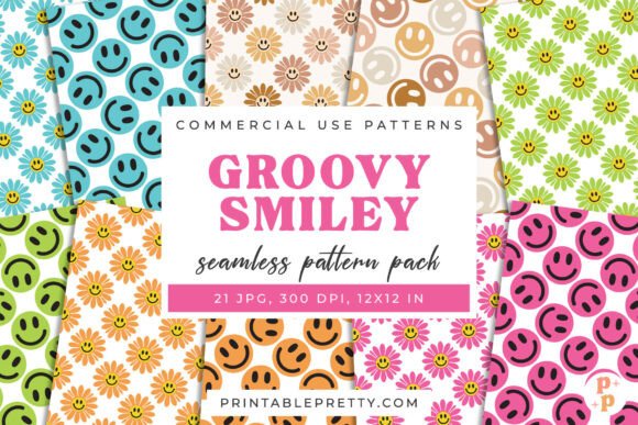 Groovy Happy Face Daisy Pattern Pack