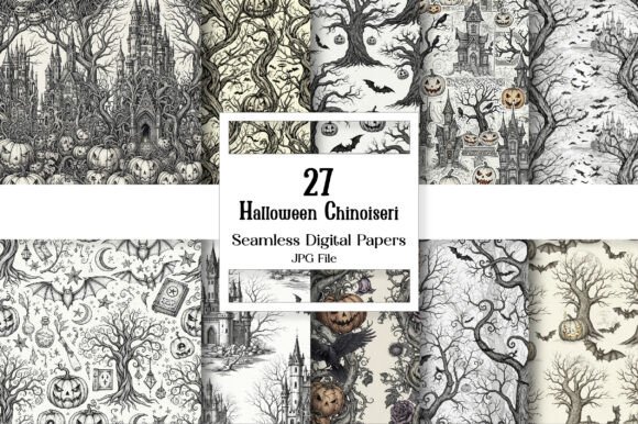 Halloween Chinoiserie Digital Paper