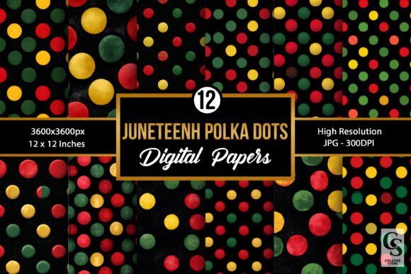 Juneteenth Polka Dots Digital Papers
