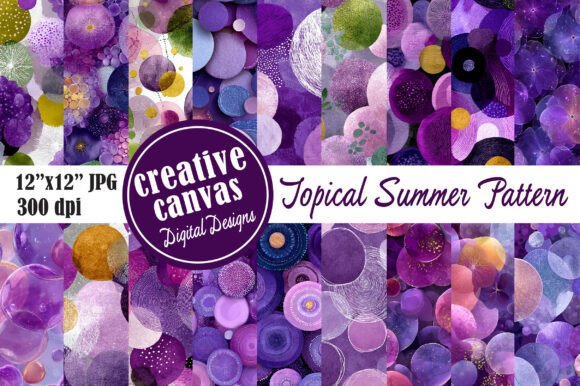 Purple Abstract Circle Seamless Pattern