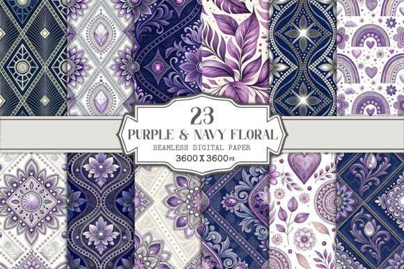 Purple Navy Floral Seamless Pattern: A Versatile Design for Creative Projects
