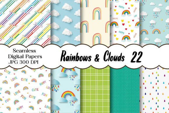 Rainbows Clouds Seamless Papers