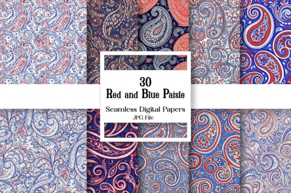 Red and Blue Paisley Digital Paper: A Timeless Choice for Creative Projects