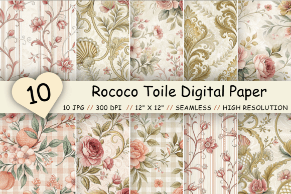 Rococo Toile Digital Paper Pack, Vintage: A Creative Resource for Designers and Crafters