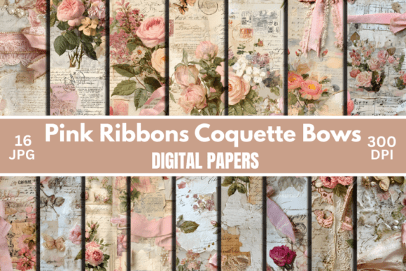 Vintage Pink Coquette Bows Junk Journals: A Digital Delight for Creative Projects