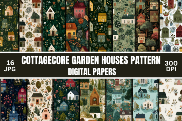 Whimsical Cottage Garden Houses Pattern